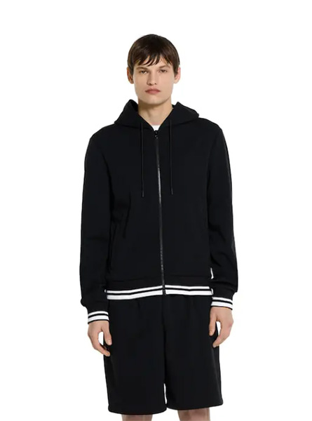 GUCCI高仿男装 | 古驰A货服装  2025早秋GUCCI新款 黑色平纹针织连帽拉链夹克