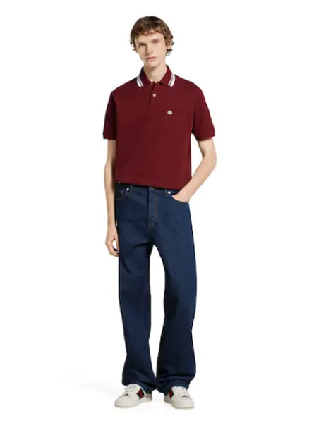 GUCCI高仿男装 | 古驰A货服装  2025早秋GUCCI新款 安可拉红饰刺绣珠地棉Polo衫