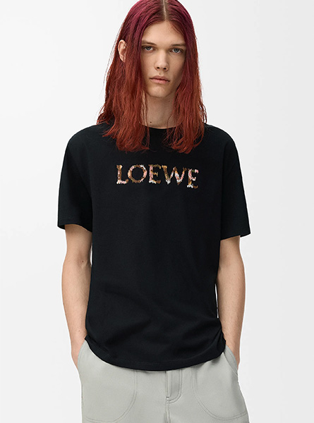 LOEWE高仿男装 | 罗意威A货服装  2025早秋新款 黑色棉质宽松版型 T 恤