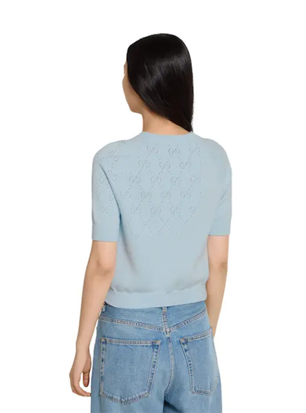 GUCCI高仿女装 | 古驰A货服装  2025早秋GUCCI新款 浅蓝色GG棉质圆领上衣