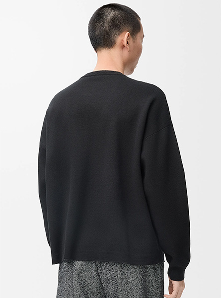 LOEWE高仿男装 | 罗意威A货服装  2025早秋新款 黑色棉质 Anagram 口袋毛衣