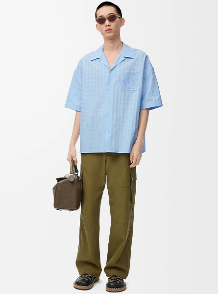 LOEWE高仿男装 | 罗意威A货服装  2025早秋新款 棉质短袖衬衫