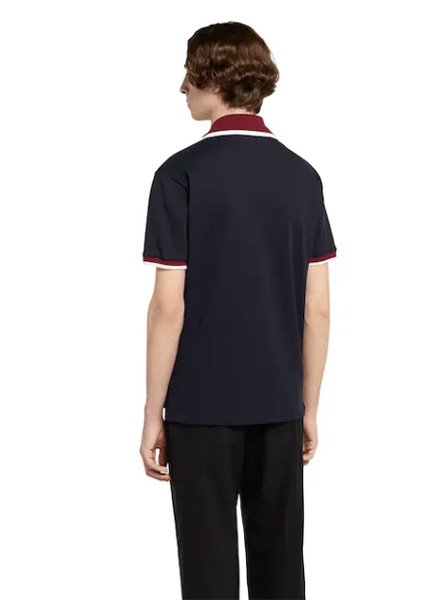 GUCCI高仿男装 | 古驰A货服装  2025早秋GUCCI新款 海军蓝珠地棉翻领T恤