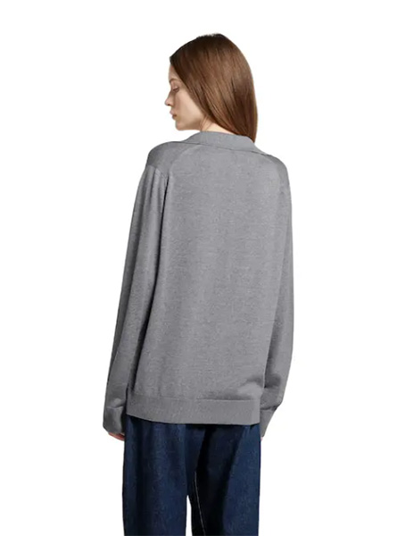 GUCCI高仿女装 | 古驰A货服装  2025早秋GUCCI新款 灰色饰贴饰超精细羊毛Polo衫