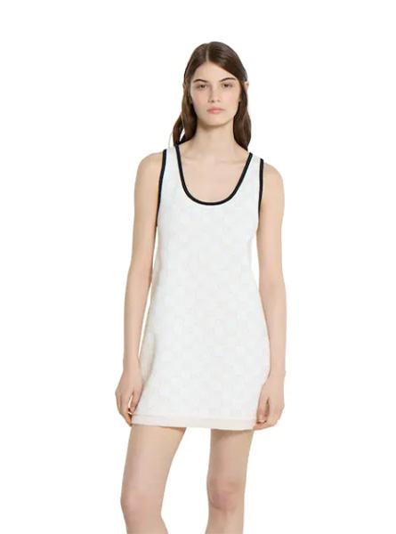 GUCCI高仿女装 | 古驰A货服装  2025早秋GUCCI新款 白色GG精棉提花连衣裙