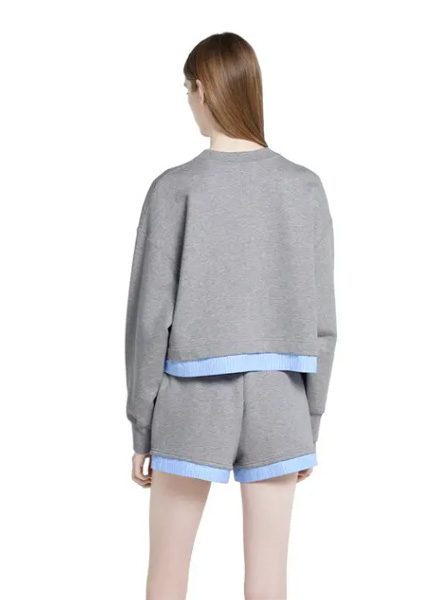 GUCCI高仿女装 | 古驰A货服装  2025早秋GUCCI新款 浅灰色饰刺绣针织棉卫衣