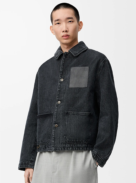 LOEWE高仿男装 | 罗意威A货服装  2025早秋新款 黑色单宁布工装外套