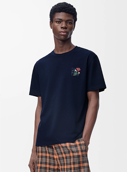 LOEWE高仿男装 | 罗意威A货服装  2025早秋新款 深海军蓝棉质宽松版型 T 恤