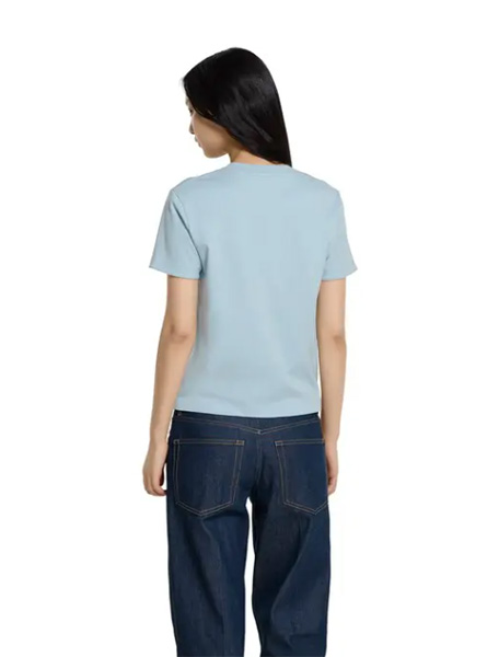 GUCCI高仿女装 | 古驰A货服装  2025早秋GUCCI新款 浅蓝色柔软针织棉T恤