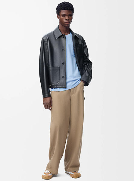 LOEWE高仿男装 | 罗意威A货服装  2025早秋新款 天蓝色棉质宽松版型 T 恤