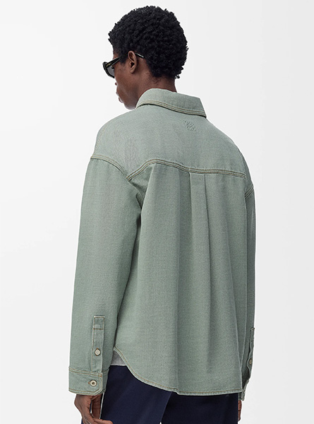 LOEWE高仿男装 | 罗意威A货服装  2025早秋新款 卡其绿色单宁布衬衫