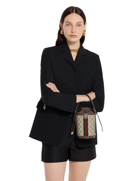 高仿GUCCI包包 | A货古驰女包 2025早秋GUCCI新款 棕色Ophidia系列迷你水桶包