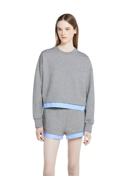 GUCCI高仿女装 | 古驰A货服装  2025早秋GUCCI新款 浅灰色饰刺绣针织棉卫衣
