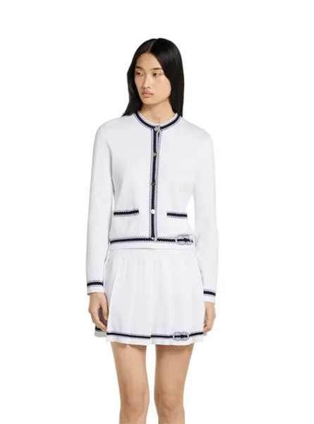 GUCCI高仿女装 | 古驰A货服装  2025早秋GUCCI新款 白色饰嵌花棉质编织开衫