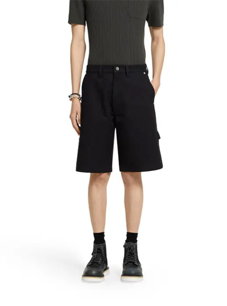 GUCCI高仿男装 | 古驰A货服装  2025早秋GUCCI新款 黑色GG棉质丹宁面料提花短裤