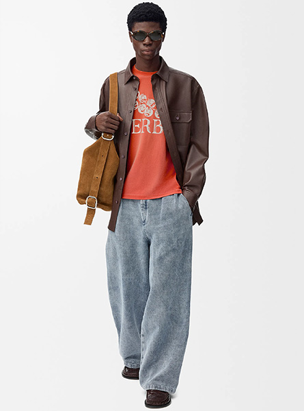LOEWE高仿男装 | 罗意威A货服装  2025早秋新款 橙色棉质常规版型 T 恤