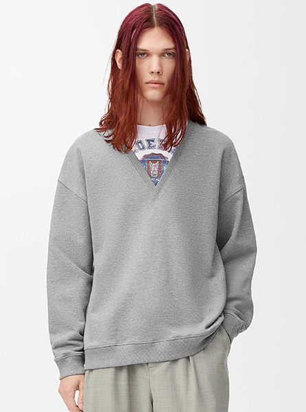 LOEWE高仿男装 | 罗意威A货服装  2025早秋新款 灰色棉质运动衫卫衣