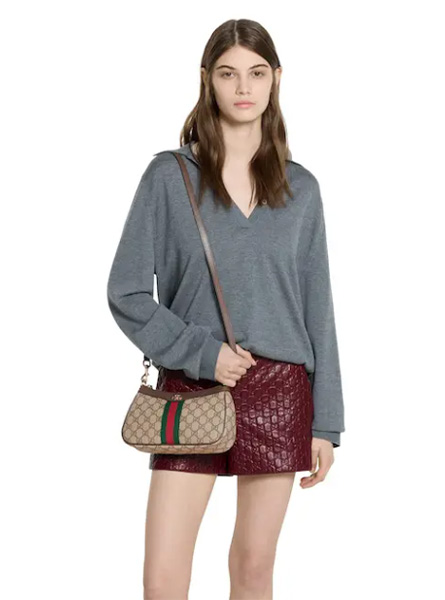 高仿GUCCI包包 | A货古驰女包 2025早秋GUCCI新款 棕色Ophidia系列小号肩背包