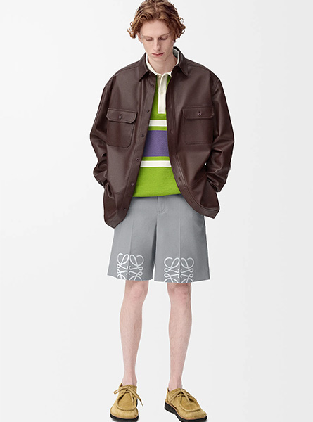 LOEWE高仿男装 | 罗意威A货服装  2025早秋新款 绿色棉质长袖 polo 衫