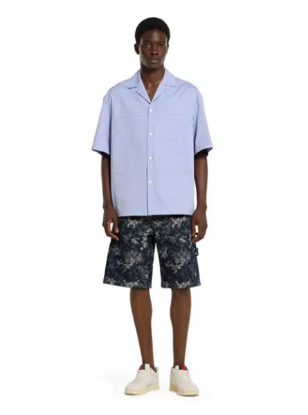 GUCCI高仿男装 | 古驰A货服装  2025早秋GUCCI新款 深蓝色GG提花牛仔短裤