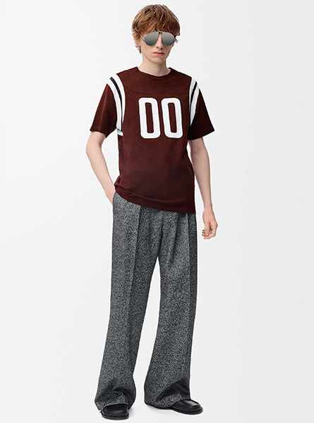 LOEWE高仿男装 | 罗意威A货服装  2025早秋新款 勃艮第红棉质和粘胶纤维常规版型 T 恤