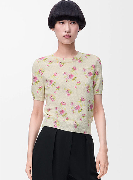 LOEWE高仿女装 | 罗意威A货服装  2025早秋LOEWE新款 白色棉质混纺短袖毛衣
