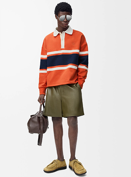 LOEWE高仿男装 | 罗意威A货服装  2025早秋新款 橘色棉质长袖 polo 衫