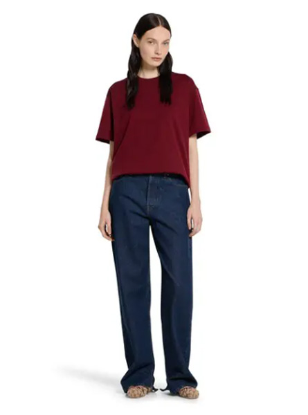 GUCCI高仿女装 | 古驰A货服装  2025早秋GUCCI新款 安可拉红饰品牌标识针织棉T恤