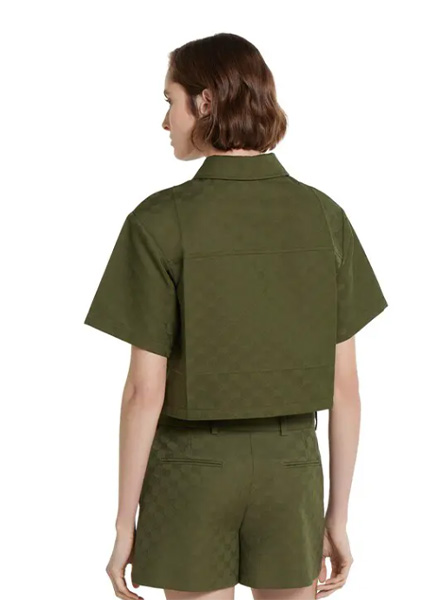 GUCCI高仿女装 | 古驰A货服装  2025早秋GUCCI新款 森林绿GG棉质华达呢衬衫