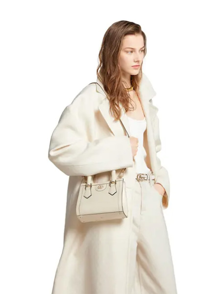 高仿GUCCI包包 | A货古驰女包 2025夏季GUCCI新款 象牙白Gucci Diana系列小号托特包