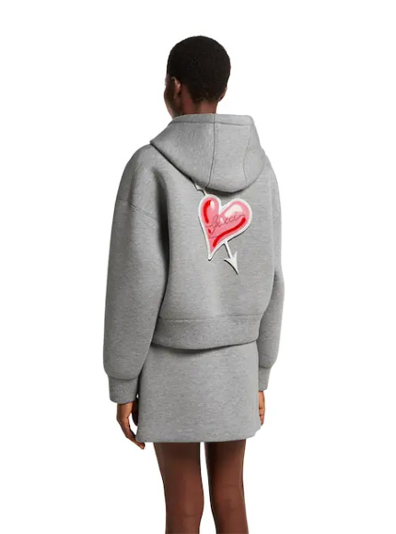 GUCCI高仿女装 | 古驰A货服装  2025早秋GUCCI新款 灰色饰印花针织连帽卫衣