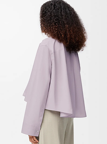 LOEWE高仿女装 | 罗意威A货服装  2025早秋LOEWE新款 淡紫色棉质梯形衬衫