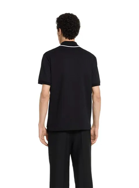 GUCCI高仿男装 | 古驰A货服装  2025早秋GUCCI新款 黑色饰刺绣珠地棉Polo衫