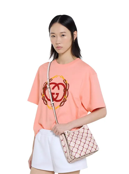 高仿GUCCI包包 | A货古驰女包 2025秋冬GUCCI新款 粉色 中国新年系列GG Emblem小号水桶包