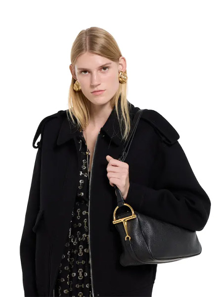 高仿GUCCI包包 | A货古驰女包 2025秋冬GUCCI新款 黑色 Gucci Half Horsebit系列中号肩背包