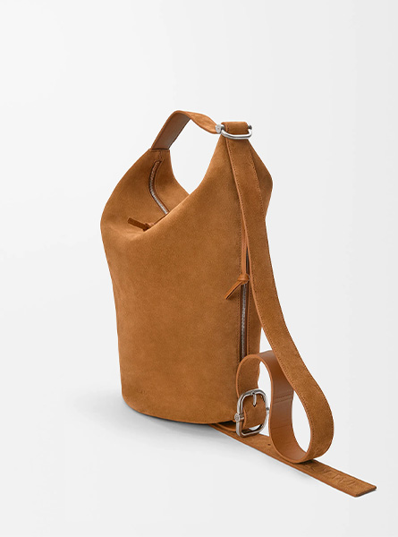 高仿LOEWE包包 烟草色 中号绒面牛皮革 Loop 水桶手袋 陈哲远鹊定爱，锁住爱​ 七夕系列