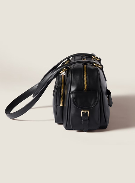 高仿MIUMIU包包 | A货缪缪包包 2025秋冬MIUMIU新款 黑色Pocket皮革手提包