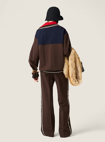 MIUMIU高仿女装 | 缪缪A货服装  2025秋冬MIUMIU新款 可可棕 织物针织缝合裤