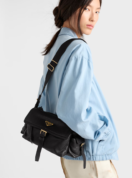 高仿PRADA包包 | A货普拉达女包 2025秋冬PRADA新款 黑色Prada Explore中号Nappa皮革单肩包