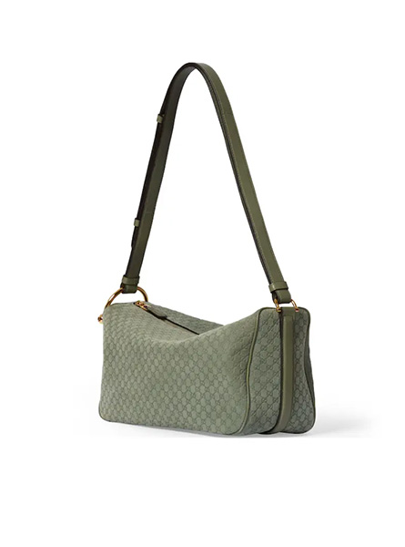 高仿GUCCI包包 | A货古驰女包 2025秋冬GUCCI新款 灰绿色 Gucci Half Horsebit系列中号肩背包