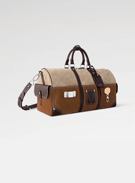 高仿LV包包 | A货LV男包 2025秋冬LV新款 棕色KEEPALL BANDOULIÈRE 50 旅行袋 M26127