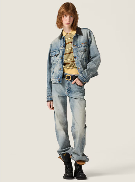 MIUMIU高仿女装 | 缪缪A货服装  2025秋冬MIUMIU新款 浅蓝色牛仔裤