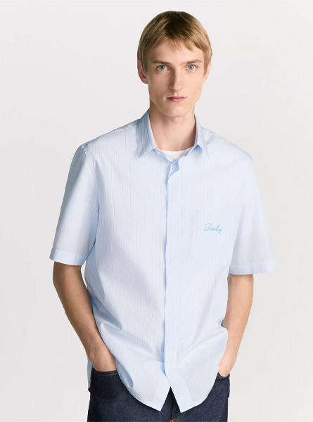 DIOR高仿男装 | 迪奥 A货服装  2025秋冬DIOR新款 蓝色短袖衬衫