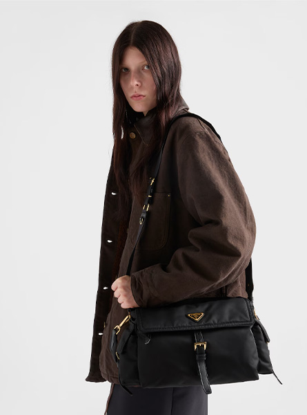 高仿PRADA包包 | A货普拉达女包 2025秋冬PRADA新款 黑色Prada Explore 大号Re-Nylon单肩包