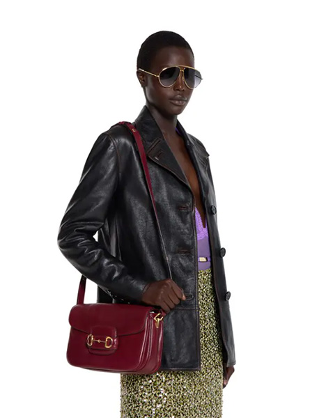 高仿GUCCI包包 | A货古驰女包 2025秋冬GUCCI新款 安可拉红 Gucci Horsebit 1955 Aura系列小号肩背包