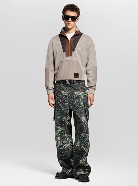 LV高仿男装 | 路易威登 A货服装  2025秋冬LV新款 灰色DAMIER 半拉链工装套头衫