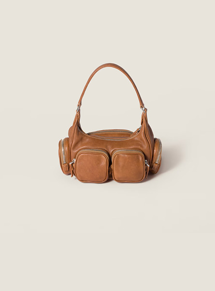 高仿MIUMIU包包 | A货缪缪包包 2025秋冬MIUMIU新款 焦糖色 Pocket Nappa皮革单肩包