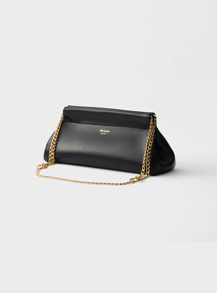 高仿PRADA包包 | A货普拉达女包 2025秋冬PRADA新款 黑色Prada Enchaîné 中号皮革手袋