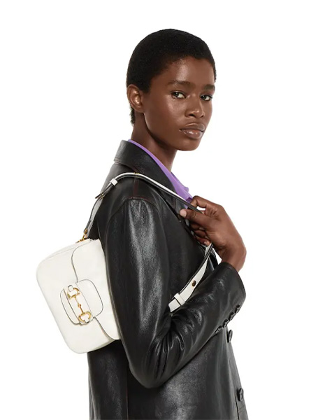 高仿GUCCI包包 | A货古驰女包 2025秋冬GUCCI新款 白色 Gucci Horsebit 1955 Aura系列迷你肩背包