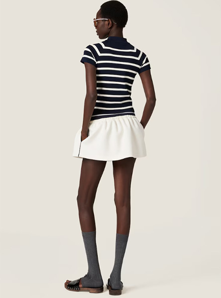 MIUMIU高仿女装 | 缪缪A货服装  2025秋冬MIUMIU新款 蓝色条纹高领毛衣